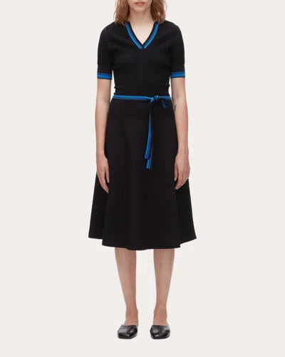 3.1 Phillip Lim Women's Textured Rib Knit Polo Midi Dress In Black