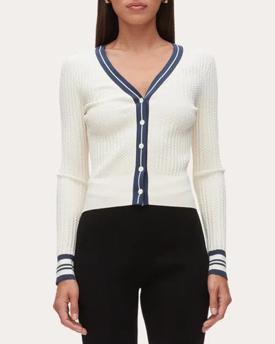 3.1 Phillip Lim Textured Rib Wide Vneck Ls Cardigan In Multi