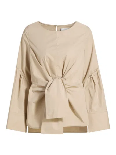 3.1 Phillip Lim Women's Tie-front Cotton-blend Long-sleeve Shirt In Neutral