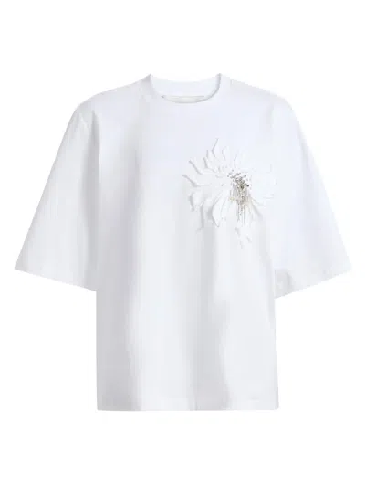 3.1 Phillip Lim Women's Trapeze Floral Appliqué Cotton T-shirt In White