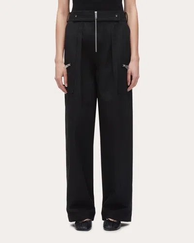 3.1 Phillip Lim Women's Zipper-embellished Cotton-blend Twill Pants In Black