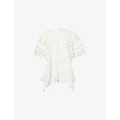 3.1 Phillip Lim Womens  Corded Lace-embroidery Woven Top In White