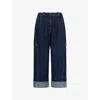 3.1 Phillip Lim Womens Curved Wide-leg Cropped Denim Trousers Dark Indigo In Blue