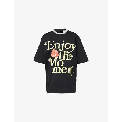 3.1 Phillip Lim Womens  Enjoy The Moment Embellished Cotton-jersey T-shirt In Black