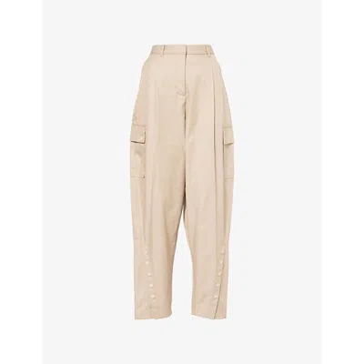 3.1 Phillip Lim Womens  Tapered-leg Relaxed Cotton-blend Cargo Trousers In Khaki