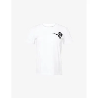 3.1 Phillip Lim Womens Tulip Embroidery Cropped Short-sleeve Cotton-jersey T-shirt White