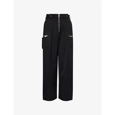 3.1 Phillip Lim Womens Wide-leg Zipper Cotton-blend Trousers Black