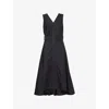 3.1 Phillip Lim Womens Black Sleeveless V-neck Belted Cotton-blend Midi Dress In Black