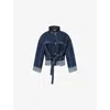 3.1 Phillip Lim Womens Dark Indigo Tie-waist Boxy Denim Jacket Xs