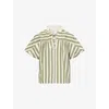 3.1 Phillip Lim Womens Thyme Multi Striped Short-sleeve Tie-neck Cotton-silk Top Xs In Multi