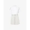 3.1 Phillip Lim Womens  Combo Short-sleeve Belted Cotton Mini Shirt Dress In White Cement