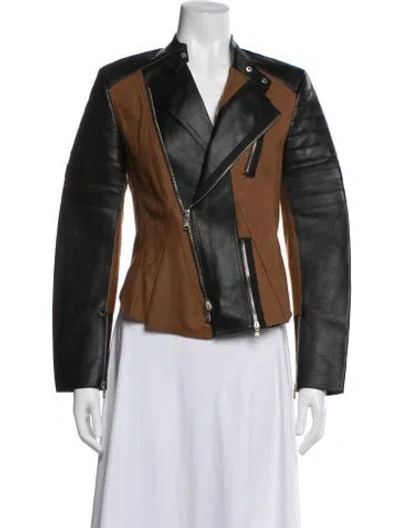 Pre-owned 3.1 Phillip Lim Wool Biker Jacket In Brown