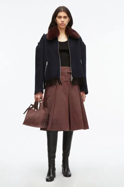 3.1 Phillip Lim Wool Blanket Zip Up Jacket In Midnight-espresso
