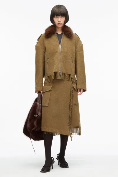 3.1 Phillip Lim Wool Blanket Zip Up Jacket In Green