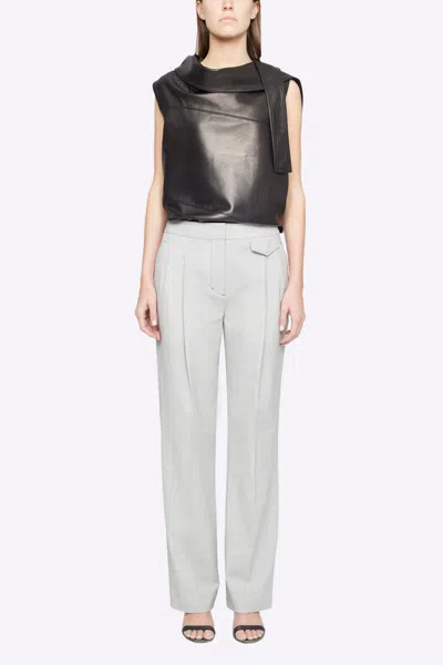 3.1 Phillip Lim Wool Chambray Wide Leg Trouser In Gray