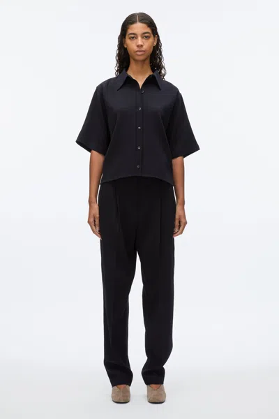 3.1 Phillip Lim Wool Crepe Boxy Shirt Sleeve Shirt In Black