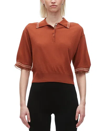 3.1 Phillip Lim Short-sleeve Wool Polo Shirt In Brown