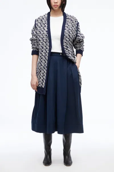 3.1 Phillip Lim Wool Float Jacquard Vneck Oversized Cardigan In Blue