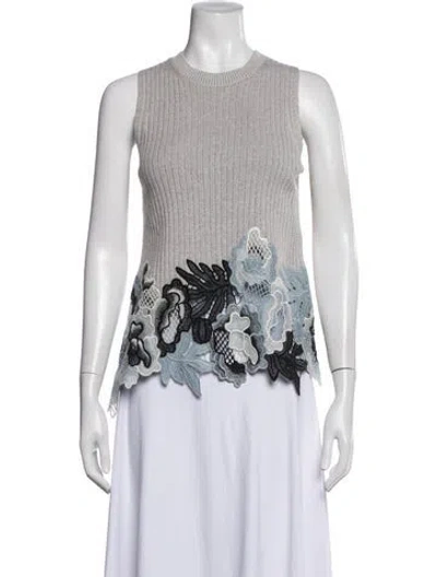 Pre-owned 3.1 Phillip Lim Wool Floral Print Top In Grey