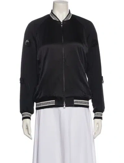 Pre-owned 3.1 Phillip Lim Wool Graphic Print Bomber Jacket In Black