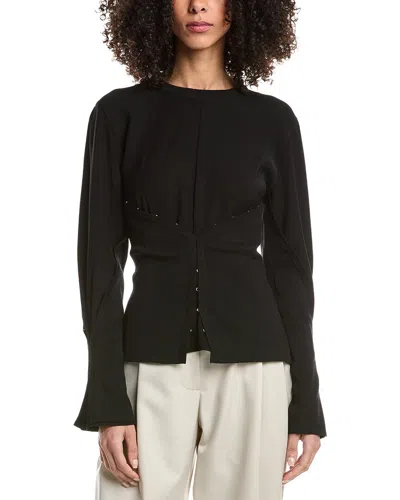 3.1 Phillip Lim Wool Knit Crepe Combo Corset Top In Black