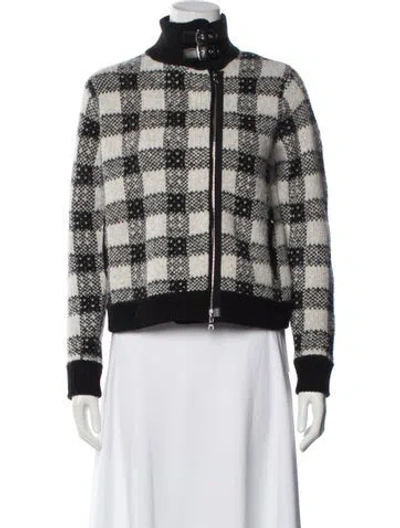 Pre-owned 3.1 Phillip Lim Wool Plaid Print Bomber Jacket In Black