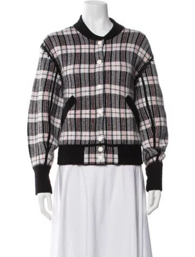 Pre-owned 3.1 Phillip Lim Wool Plaid Print Bomber Jacket In White