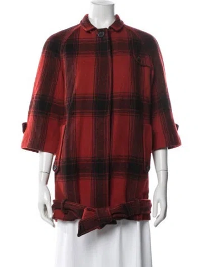 Pre-owned 3.1 Phillip Lim Wool Plaid Print Coat In Red