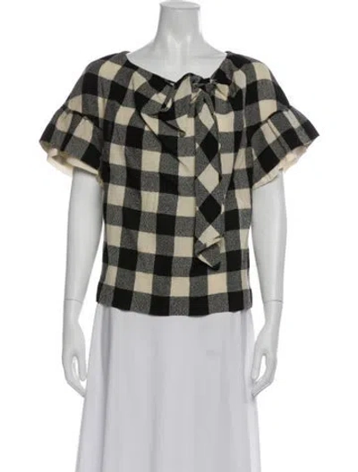 Pre-owned 3.1 Phillip Lim Wool Plaid Print Top In Black