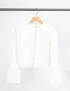 3.1 Phillip Lim Wool Ribbed Cardigan With Tulip Sleeves In White