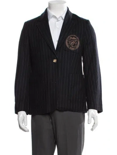 Pre-owned 3.1 Phillip Lim Wool Striped Peacoat In Blue