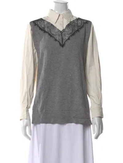 Pre-owned 3.1 Phillip Lim Wool V-neck Top In Gray