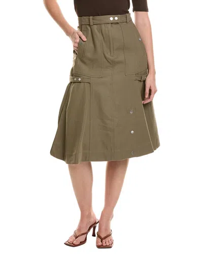 3.1 Phillip Lim Wool-blend Utility Godet Skirt In Green