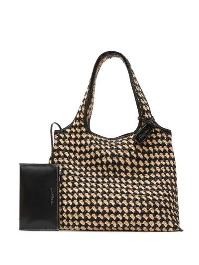 3.1 Phillip Lim Crochet Raffia Market Tote Bag In Black