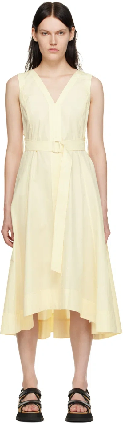 3.1 Phillip Lim Yellow Belted Midi Dress In Buttercream Bu742