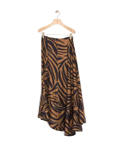 3.1 Phillip Lim Zebra Pleated Skirt With Snaps In Brown