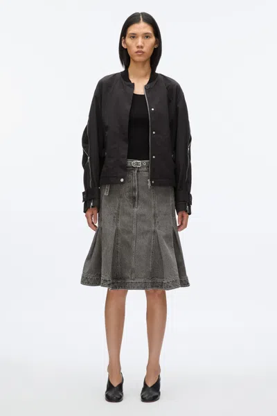 3.1 Phillip Lim Zip Cocoon Back Bomber Jacket In Black