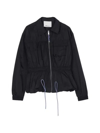 3.1 Phillip Lim Zip-up Drawstring Jacket In Blue