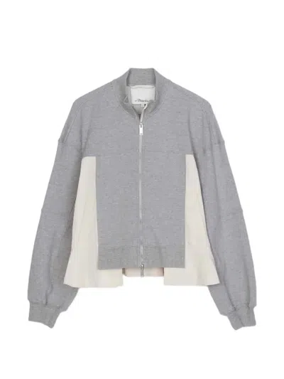 3.1 Phillip Lim Zip-up Panelled Sweater In Gray