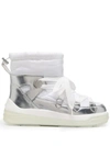 Moncler Insolux Metallic Leather And Padded Shell Ankle Boots In White