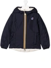K-way Teen Embroidered-logo Hooded Jacket In Blue