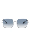 Ray Ban Ray-ban Oversized Square Frame Sunglasses In Silver/ Blue Gradient