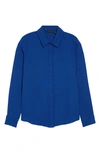 Halogenr Halogen Hidden Button Long Sleeve Blouse In Blue Monaco
