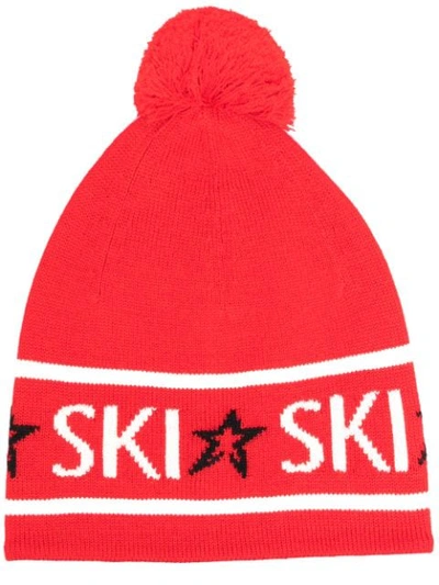 Perfect Moment Ski Merino Wool Beanie In Red