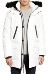 Karl Lagerfeld Faux Fur Trim Down & Feather Quilted Parka In White