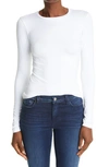 L Agence Tess Long Sleeve Stretch Jersey Top In White