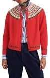 Alex Mill Hilde Fair Isle Cardigan In Flame Multi