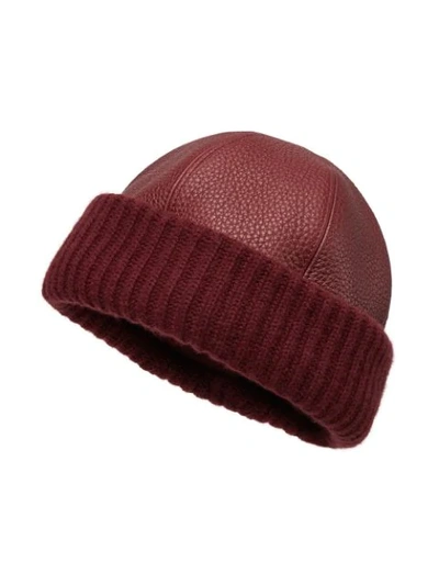 Fendi Ribbed-edge Beanie In Red