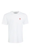 Ami Alexandre Mattiussi De Coeur Embroidered Branding Regular-fit Stretch-organic Cotton T-shirt In White