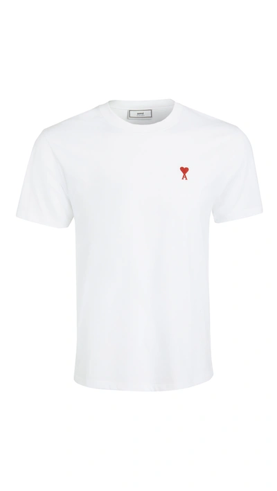 Ami Alexandre Mattiussi Logo-embroidered Organic Cotton-jersey T-shirt In White